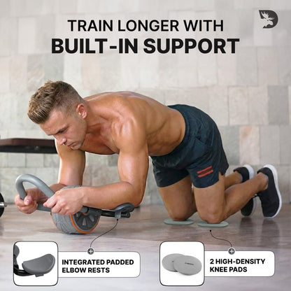 DMoose Fitness Ab Roller Wheel with Elbow Support & 2 Knee Pads - Abdominal Exercise Trainer for Core Strength Training - Ultimate Abs Workout Equipment for Home and Gym - Ab Machine for Men & Women