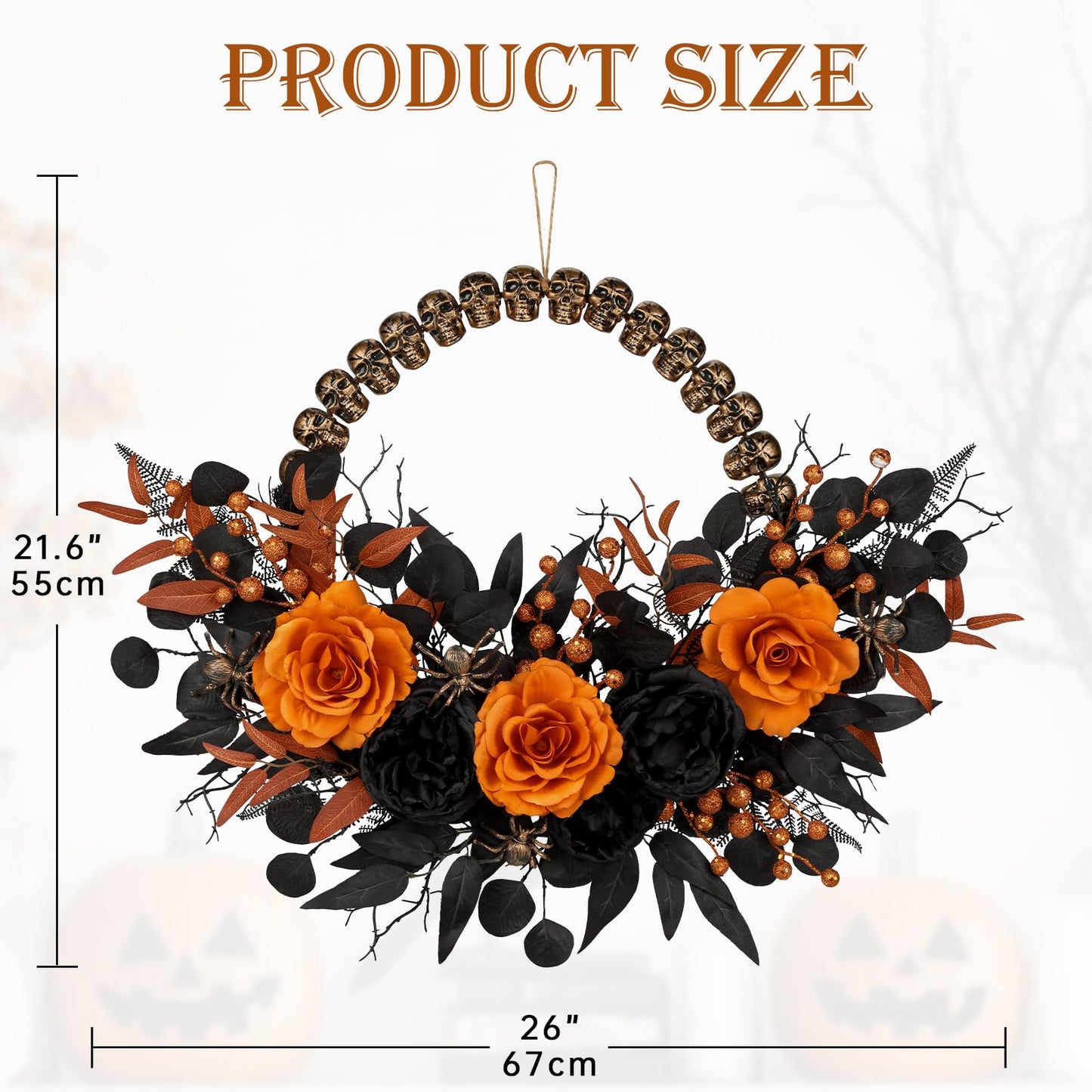 Halloween Wreath for Front Door 26" Tinsel Black Witch Wreath with Hat Legs and Purple Pumpkin for Fall Autumn Indoor Window Door Thanksgiving Halloween Decorations