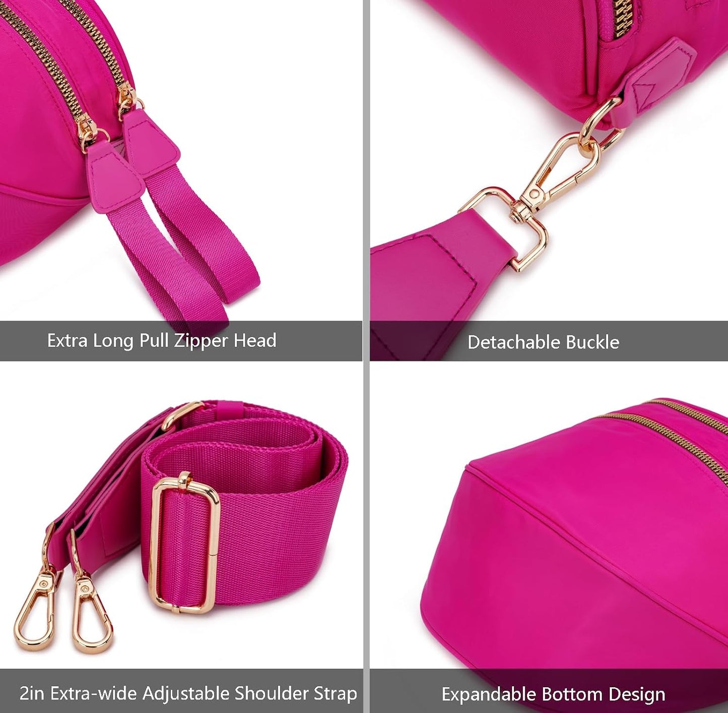 Pure Colour Crossbody Bum Bags for Women Spacious Checkered Cross body Bag Nylon Trendy Fanny Pack for Travel