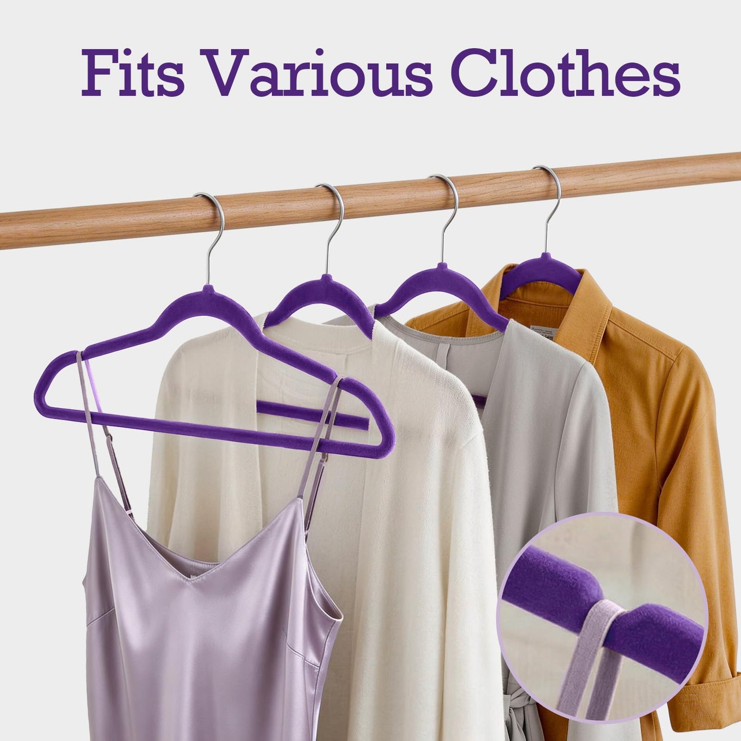 HOUSE DAY Black Velvet Hangers 60 Pack, Non Slip Clothes Felt Hanger Heavy Duty for Coat, Premium Slim Space Saving Suit Hangers for Closet Organizer, 360° Rotating Silver Hook