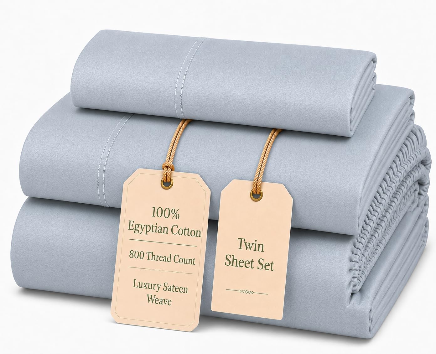 100% Egyptian Cotton Sheets King Size Sheets Set with Fully Elasticated 15" Deep Fitted Sheet & Pillowcase Sets, 800TC Sateen Weave Hotel Collection King Sheet Set, Soft Luxury White Bedding