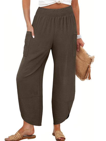ANRABESS Womens Wide Leg Palazzo Capri Pants 2026 Summer Casual High Waisted Barrel Lounge Flowy Cropped Beach Work Trousers