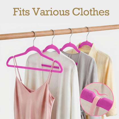 HOUSE DAY Black Velvet Hangers 60 Pack, Non Slip Clothes Felt Hanger Heavy Duty for Coat, Premium Slim Space Saving Suit Hangers for Closet Organizer, 360° Rotating Silver Hook