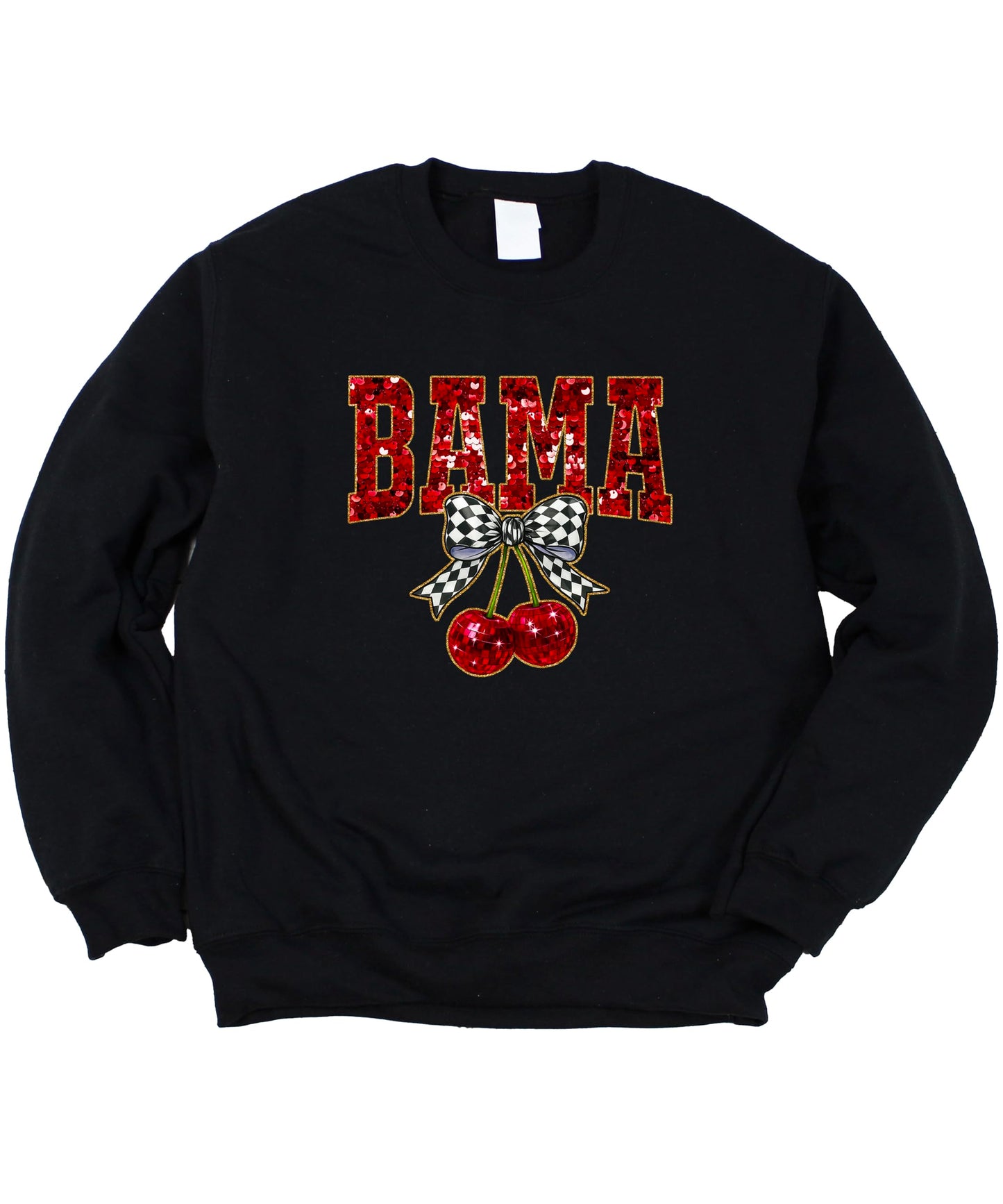 Olive Loves Apple Bama Red Ink-Printed Sequins Sweatshirt for Women & Teens Alabama Fall Sports Sweater