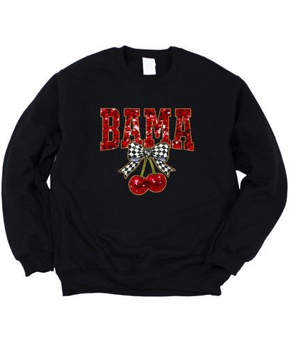 Olive Loves Apple Bama Red Ink-Printed Sequins Sweatshirt for Women & Teens Alabama Fall Sports Sweater