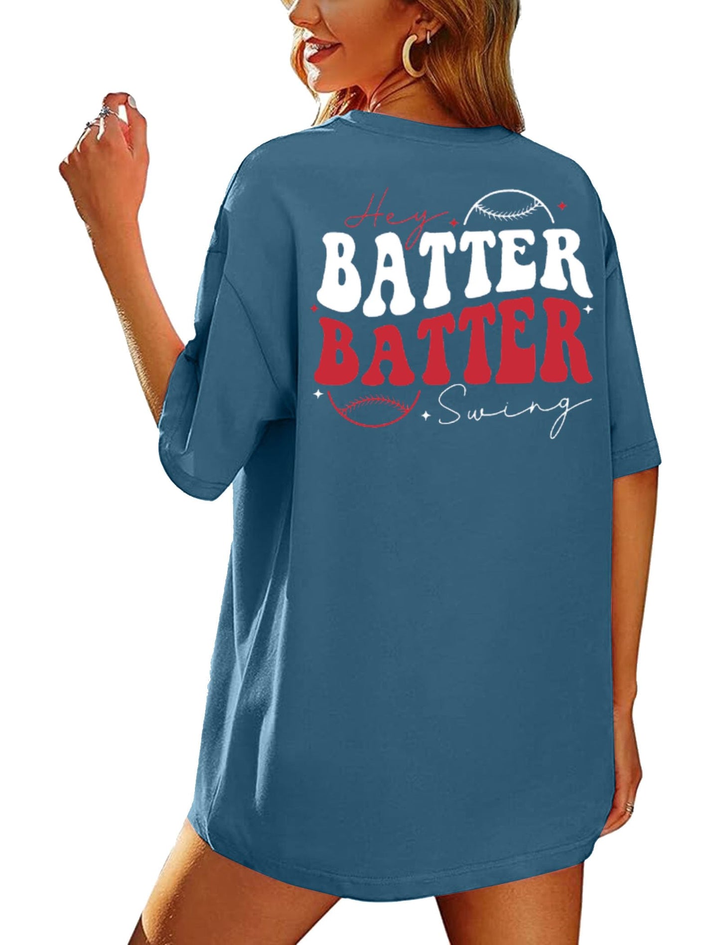 Baseball Shirts Women Oversized: Baseball Mom Tshirt Hey Batter Batter Swing Graphic Tee Ballparks Tops