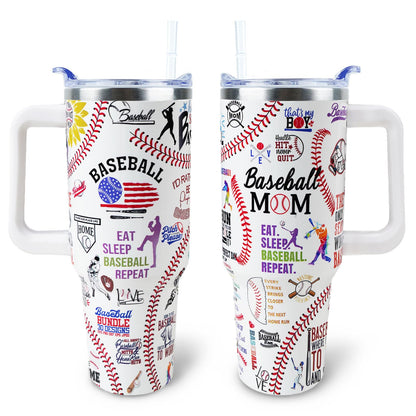 Baseball Mom 40 oz Tumbler with Handle and Straw Lid Leak Proof
