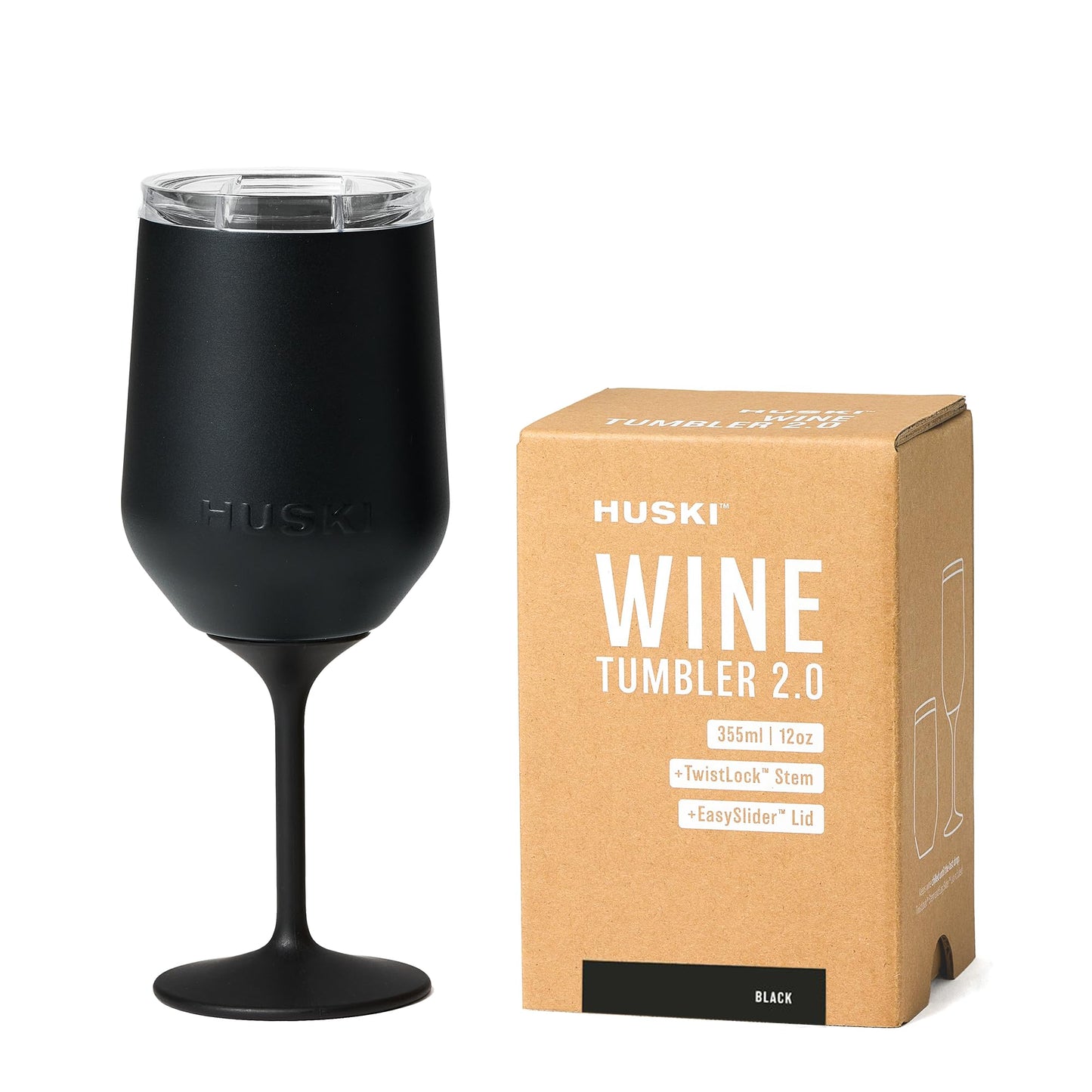 Huski Wine Tumbler 2.0 | NEW | Award-winning Design with Detachable Stem | Premium Stainless Steel Wine Glass with Lid | Triple Insulated Tumbler | 12oz Capacity | Great Gift (White)