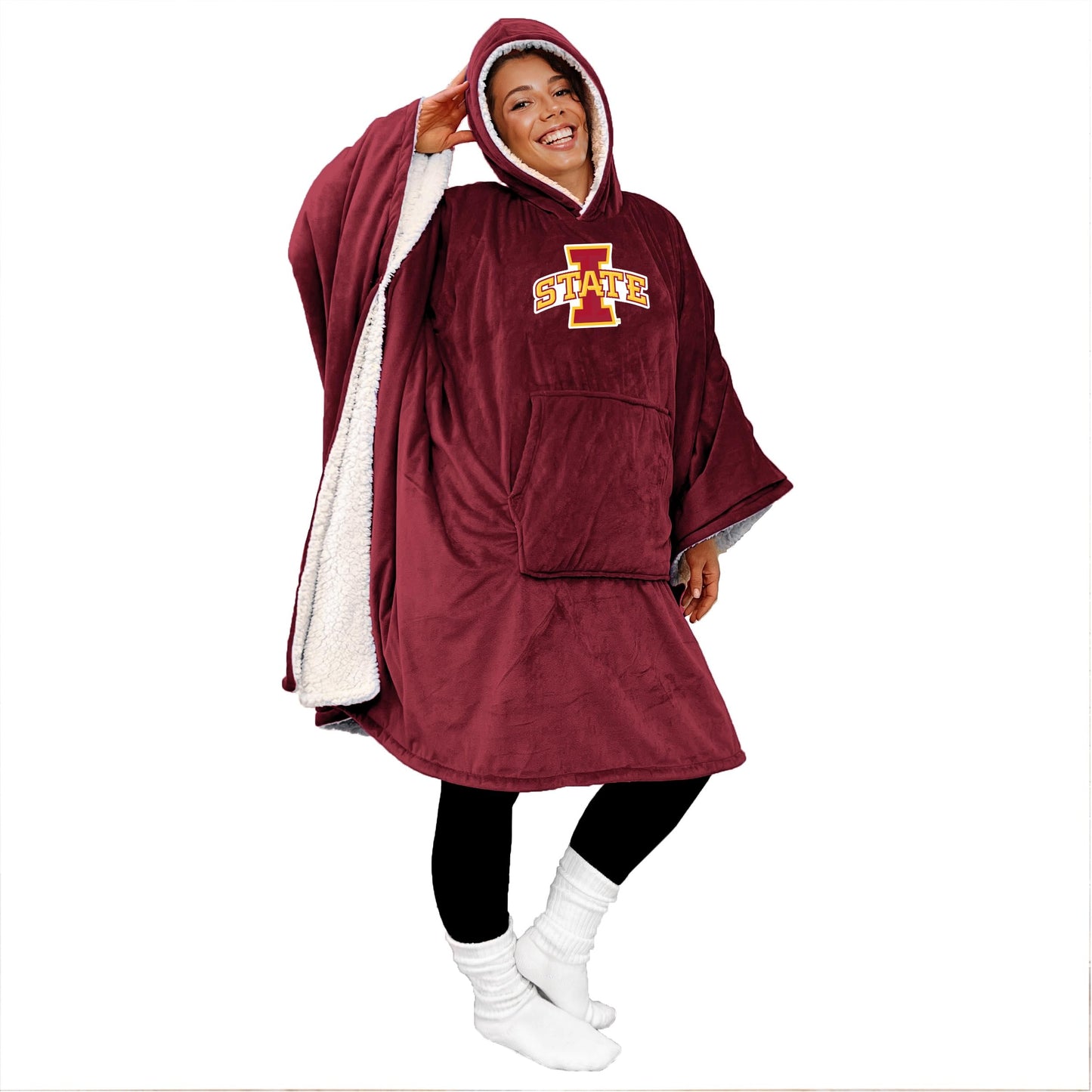 Pegasus Sports Officially Licensed NCAA Team Color Bloncho w/Logo Patch & Sherpa