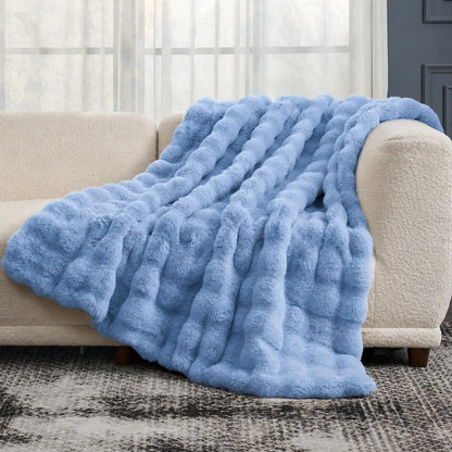 Cozy Bliss Faux Fur Throw Blanket for Couch, Fuzzy Soft Plush Thick Bubble Blanket for Sofa Bedroom Living Room, 50 * 60 Inches Tie Dye Pink