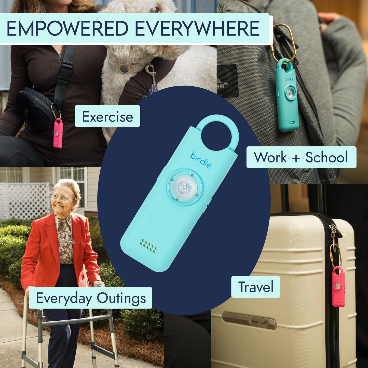 She’s Birdie 3.0 New Version – The Original Personal Safety Alarm for Women by Women–Loud Siren, Flash Light and Rechargeable Battery in a Variety of Colors (Aqua Blue)