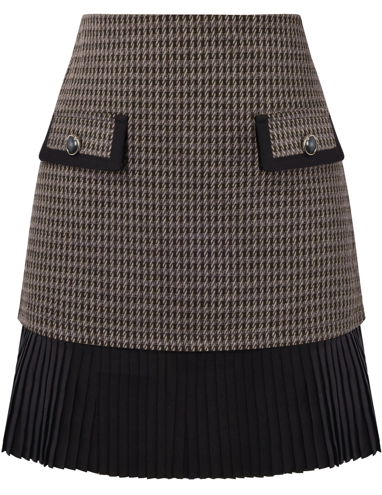 Kate Kasin Women's Plaid Mini Skirt, High Waist Pleated A-Line Skirts