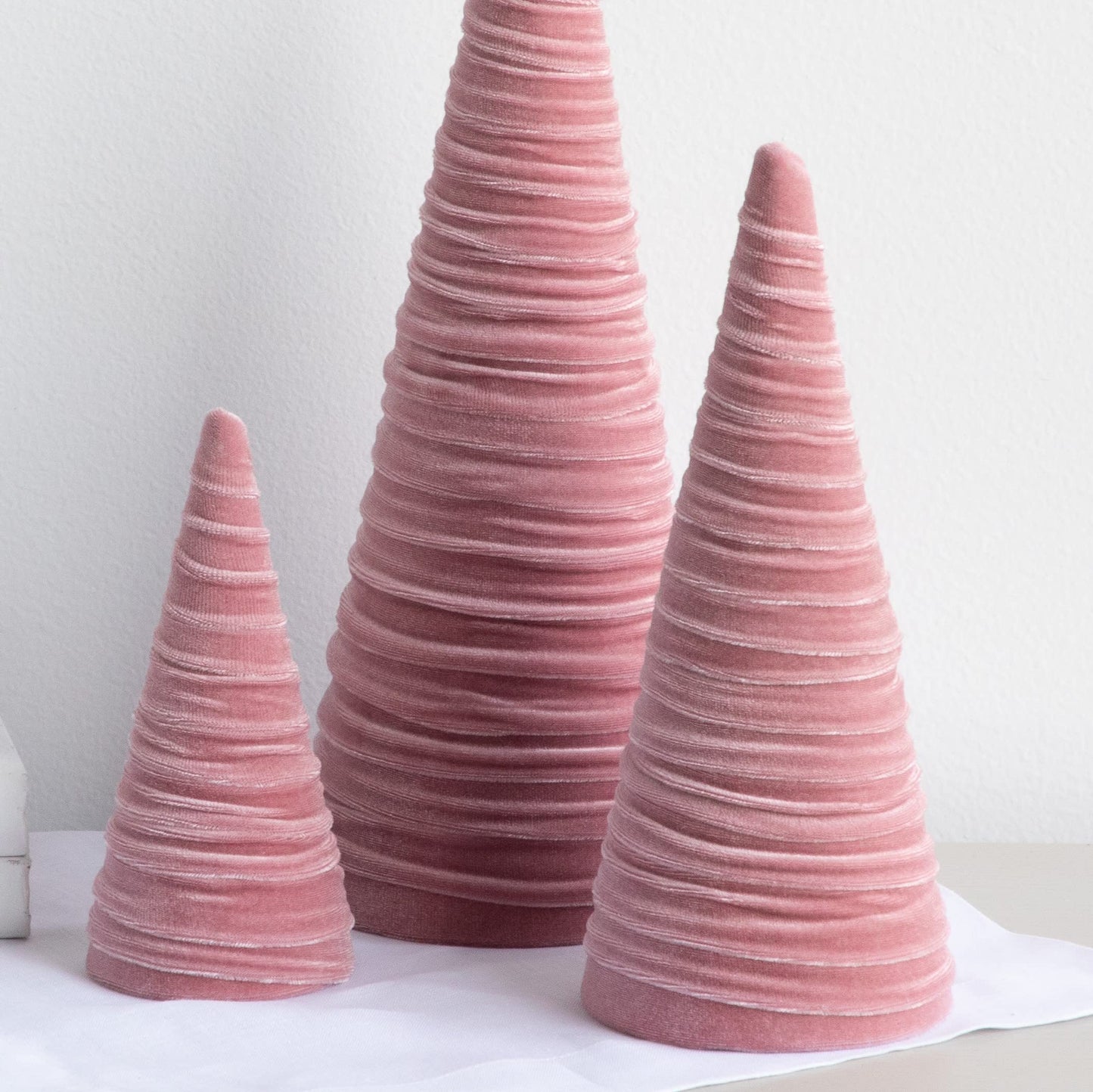Your Heart's Content Red Velvet Trees Set of 3, Winter Wedding Centerpiece, Valentine Tabletop Tree Decor, Cozy Handmade Romantic Home Decor, Bookshelf Accent, Gift for (Red)