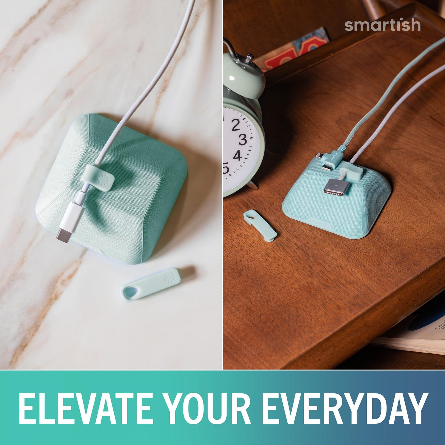 Smartish® Magnetic Cord Holder - Bigger Cable Wrangler Organizer with Magnet Clips for Charger Management on Desktop, Nightstand - Holds 6+ Cables - I'm Blushing
