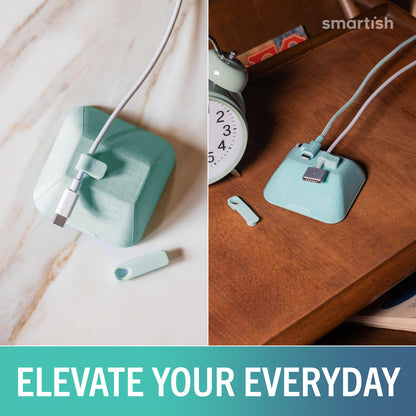 Smartish® Magnetic Cord Holder - Bigger Cable Wrangler Organizer with Magnet Clips for Charger Management on Desktop, Nightstand - Holds 6+ Cables - I'm Blushing
