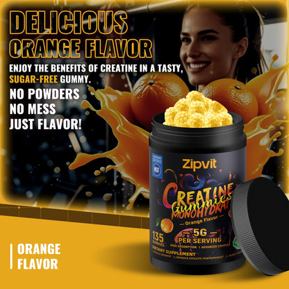 Creatine Monohydrate Gummies, NSF Certified Creatine Gummy, 5g Dose for Men & Women to Support Muscle, Strength, Recovery, Cognitive Health & Memory, Pineapple Flavor, 135 Gummies