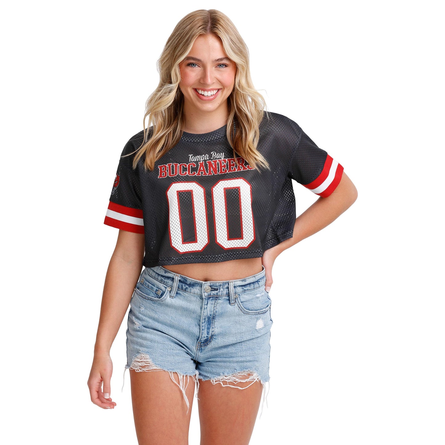 FOCO NFL Womens NFL Ladies Fashion Gameday Jersey Mesh Crop Top Shirt