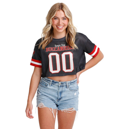 FOCO NFL Womens NFL Ladies Fashion Gameday Jersey Mesh Crop Top Shirt
