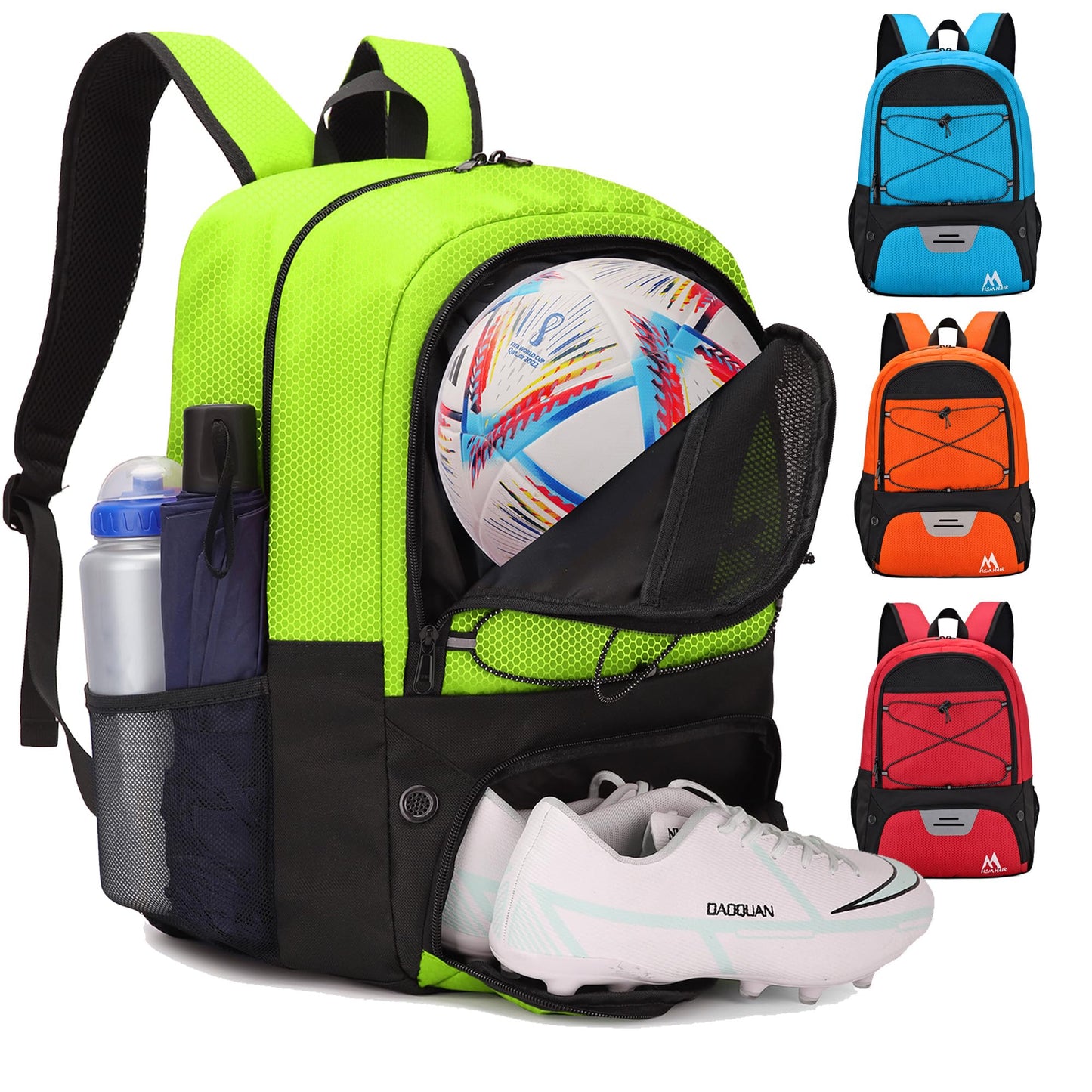 Hsmihair Soccer Bag,Youth Soccer Backpack with Ball and Cleat Compartment