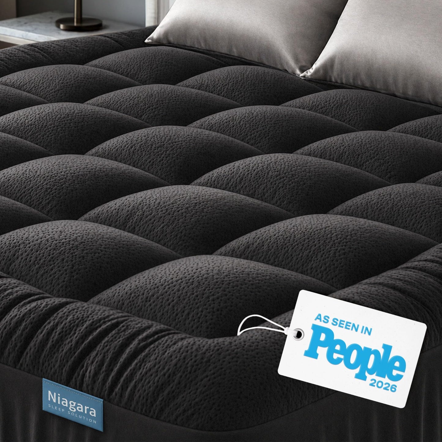 Niagara Sleep Solution Ultra Soft Queen Size Mattress Topper - Rayon Derived from Bamboo Pillow Top Mattress Pad for Back Pain Relief - Naturally Cooling for Hot Sleepers, Green