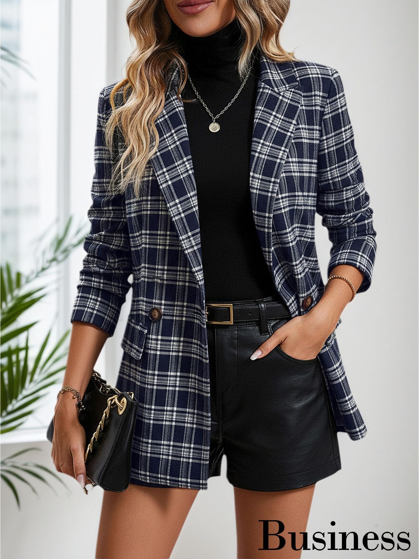 2026 Women's Fall Plaid Blazer Jacket