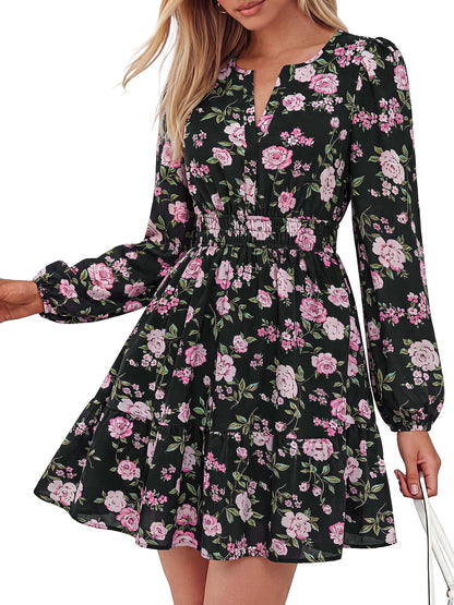 BTFBM Women’s Floral Long Sleeve Mini Dress