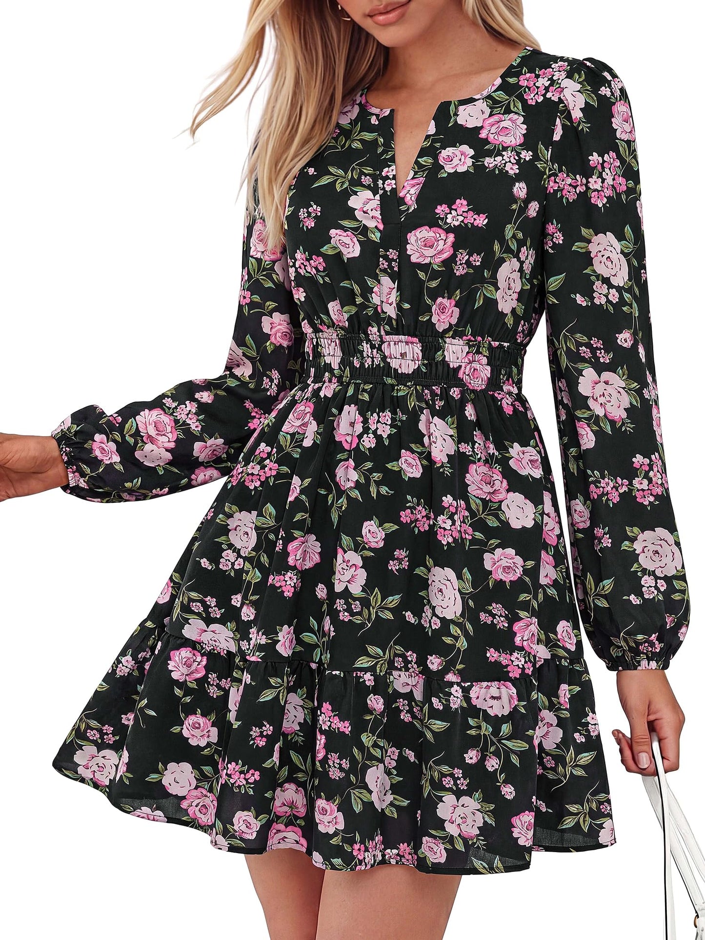 BTFBM Women’s Floral Long Sleeve Mini Dress