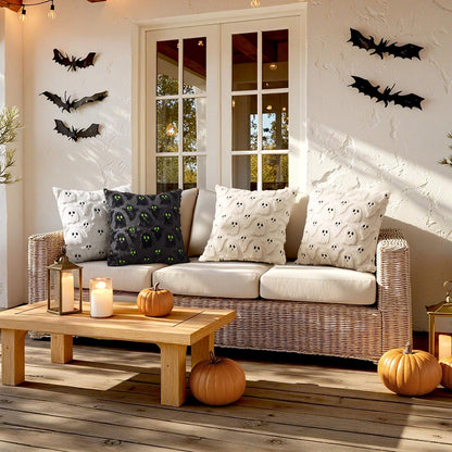 MIULEE Cute Ghost Halloween Pillow Covers 20x20 Inch Set of 2 White | Soft Plush Faux Fur Throw Pillows Spooky Fall Decorative Cushion Covers for Couch Sofa Bed Porch Living Room