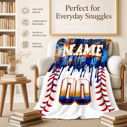 Kids Blanket Custom Baseball Blankets, Splashed Ink Throw Bed Travel