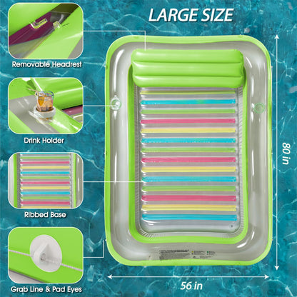Inflatable Tanning Pool Lounger Float - Jasonwell 4 in 1 Sun Tan Tub Sunbathing Pool Lounge Raft Floatie Toys Water Filled Tanning Bed Mat Pad for Adult Blow Up Kiddie Pool Kids Ball Pit Pool (L)