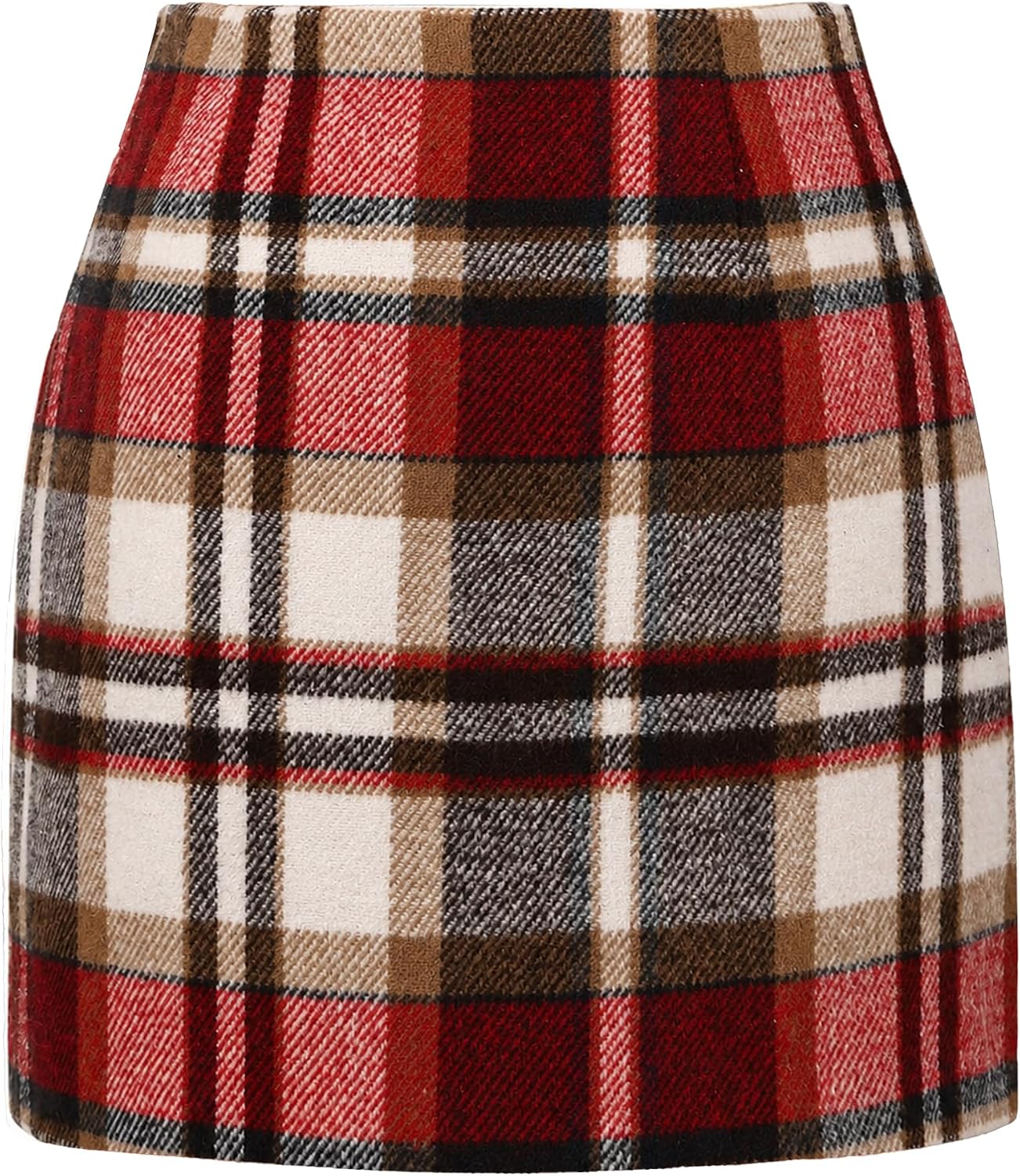 AURUZA Women's Plaid Pencil Mini Skirt