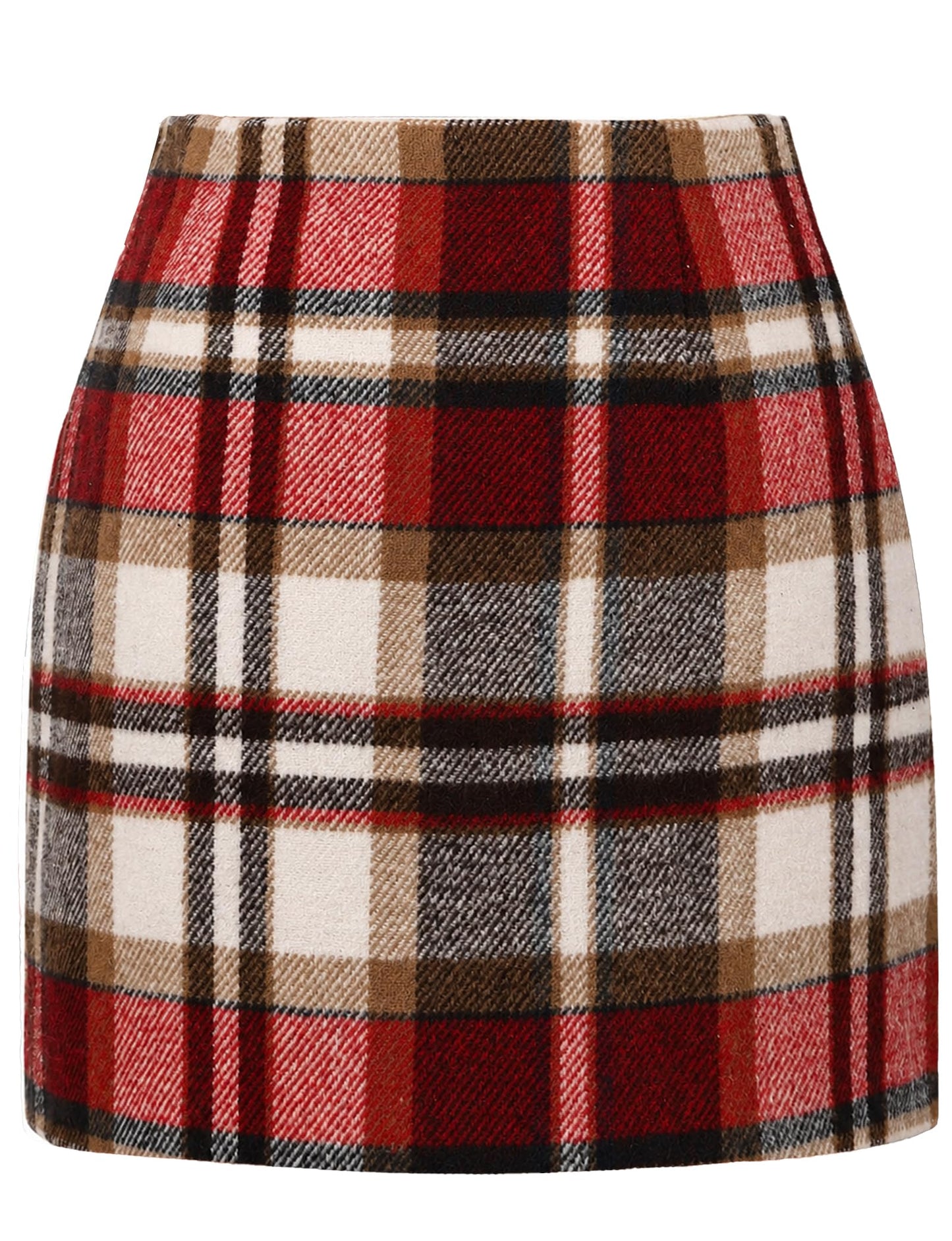 AURUZA Women's Plaid Pencil Mini Skirt