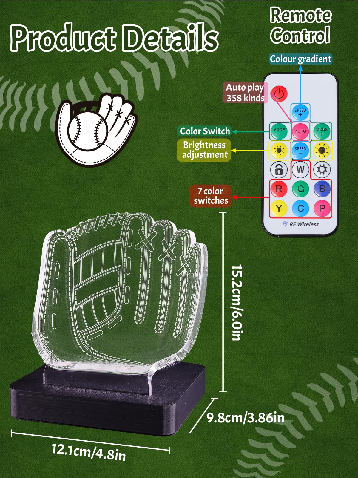 CoolGift Mart Light Up Baseball Glove Display Stand