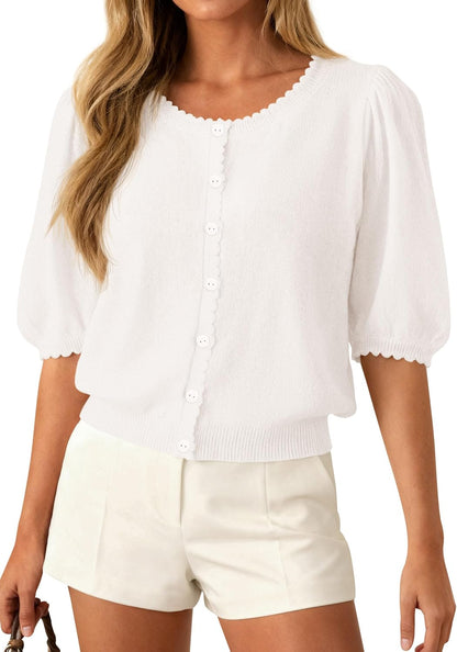 PRETTYGARDEN Women Short Sleeve Lightweight Knit Cardigans