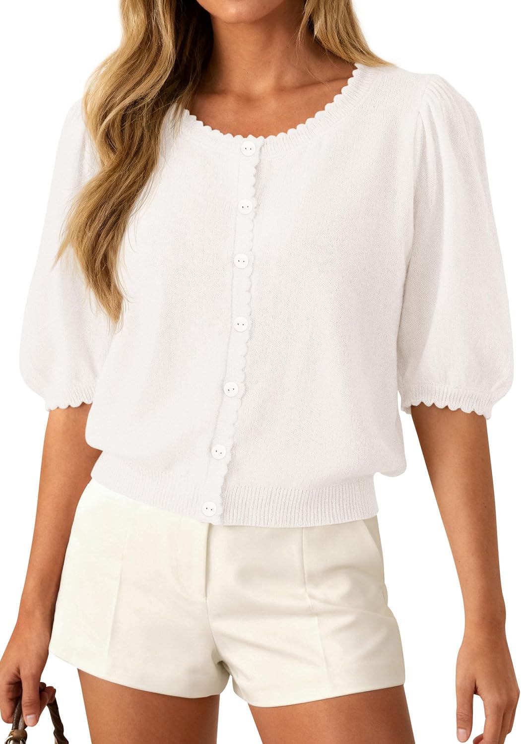 PRETTYGARDEN Women Short Sleeve Lightweight Knit Cardigans