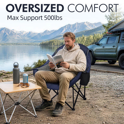 Oversized Camping Chairs for Adults - Heavy Duty Padded Outdoor Camp Chair