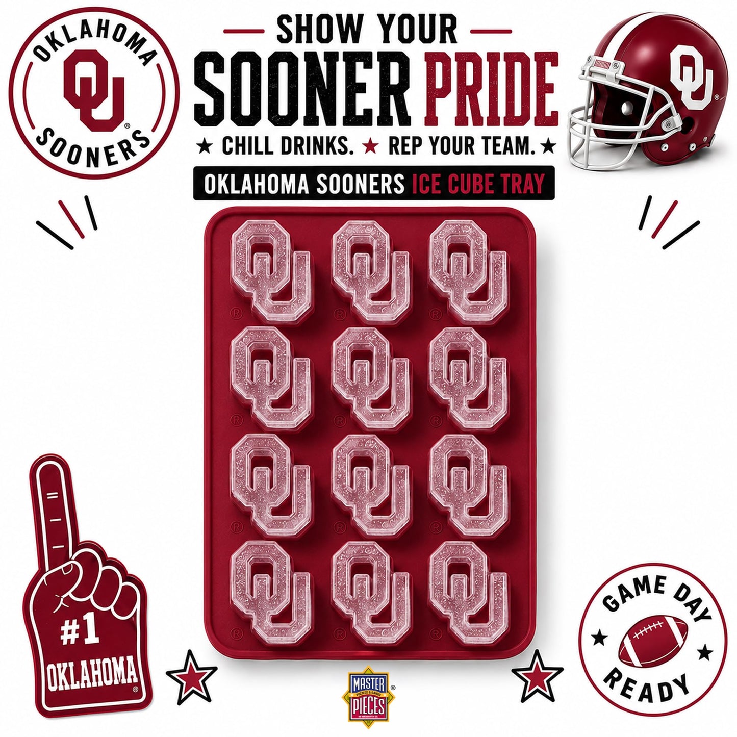 Masterpieces Fanpans Ncaa Alabama Crimson Tide Silicone Ice Cube Tray Set - Fun Alabama Merchandise, Dishwasher Safe
