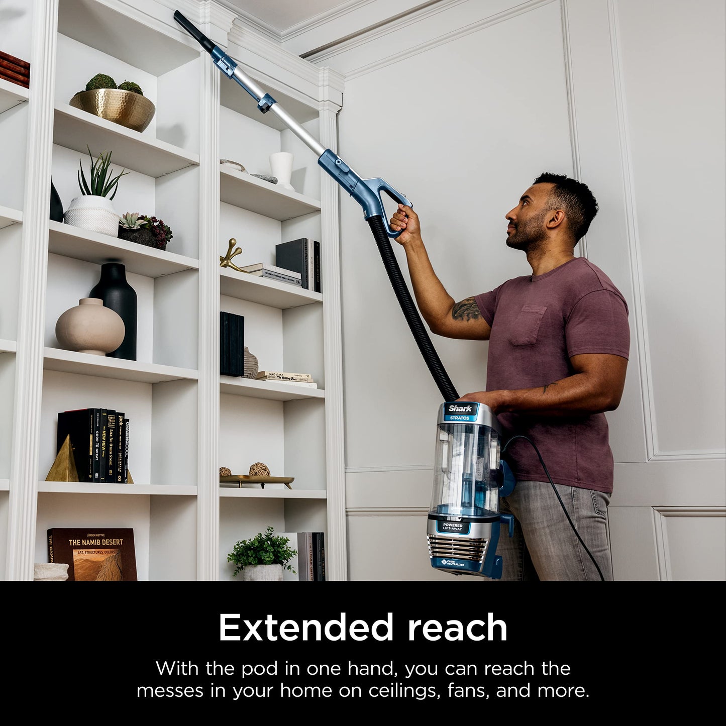 Shark AZ2002 Vertex Powered Lift-Away Upright Vacuum with DuoClean PowerFins, Self-Cleaning Brushroll, Large Dust Cup, Pet Crevice Tool, Dusting Brush & Power Brush, Silver/Rose Gold