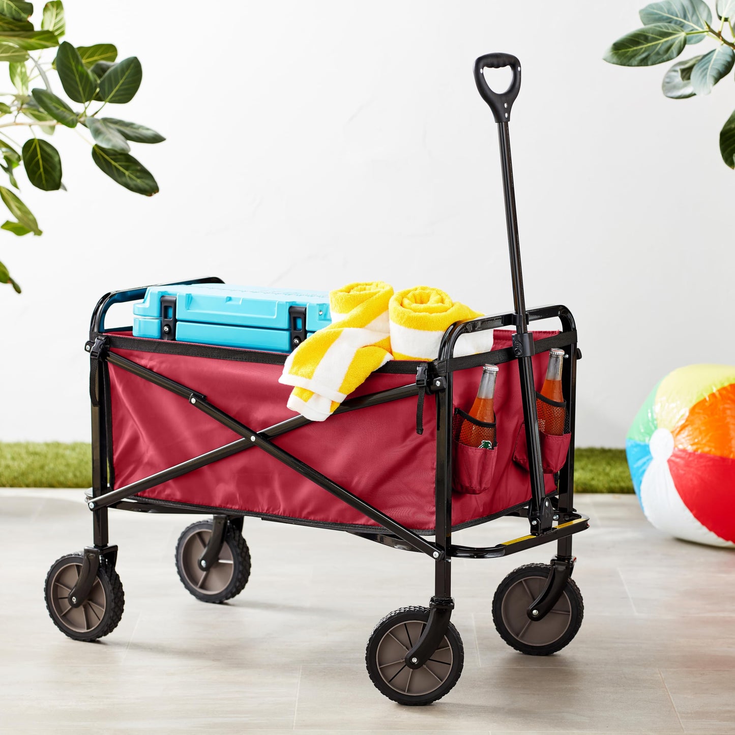 Amazon Basics Collapsible Heavy Duty Utility Wagon for Outdoor Sports, Camping, Garden, and Shopping, 265 Pounds Capacity, 27.6 x 40.9 x 20 inches, Black