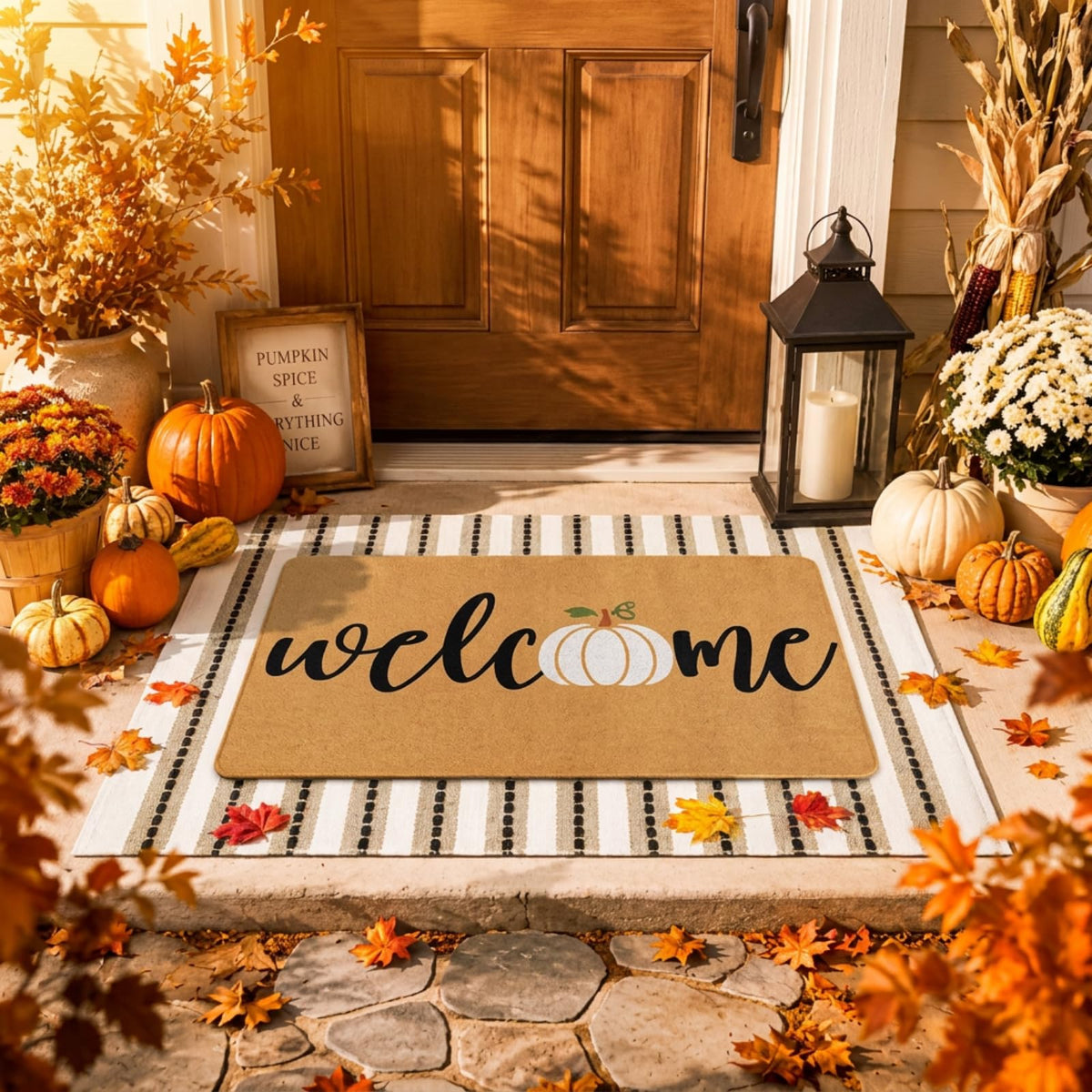 Tinideya 2 Pcs Halloween Door Mats Outdoor Layered Ghost Front Door Mat