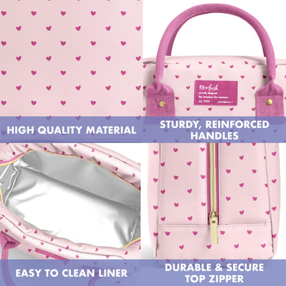 Fit & Fresh Bloomington Lunch Bag for Women - Insulated Large Lunch Box for Work with Containers, Leak-Resistant, Stain-Resistant, Zipper Closure, Cheetah