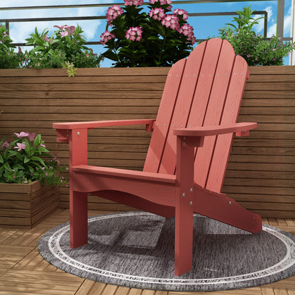 LUE BONA HDPS Adirondack Chairs Set, Fire Pit Outdoor Chair Weather Resistant with Cup Holder, Modern Plastic Chair Plastic for Patio, Deck, Proch, 350LBS, 4 Set, Dark Brown
