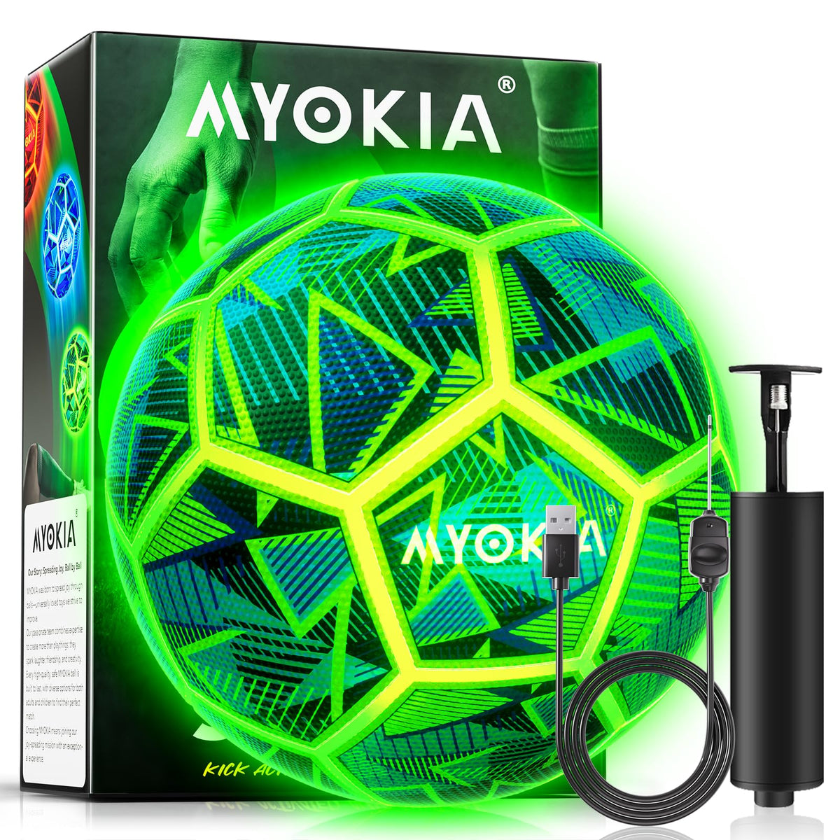 Rechargeable Light Up Soccer Ball Size 5 Tri-Color Glow in Dark