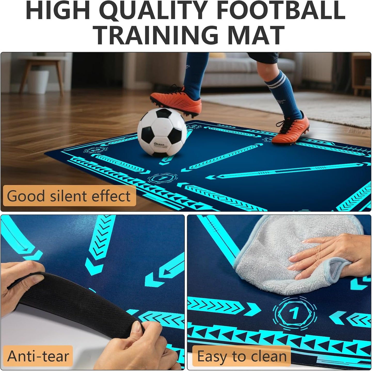 Soccer training mat,Soccer training equipment accessories for All Ages to Improve Speed Strength Agility and Coordination,Anti-Slip/Silent Mat