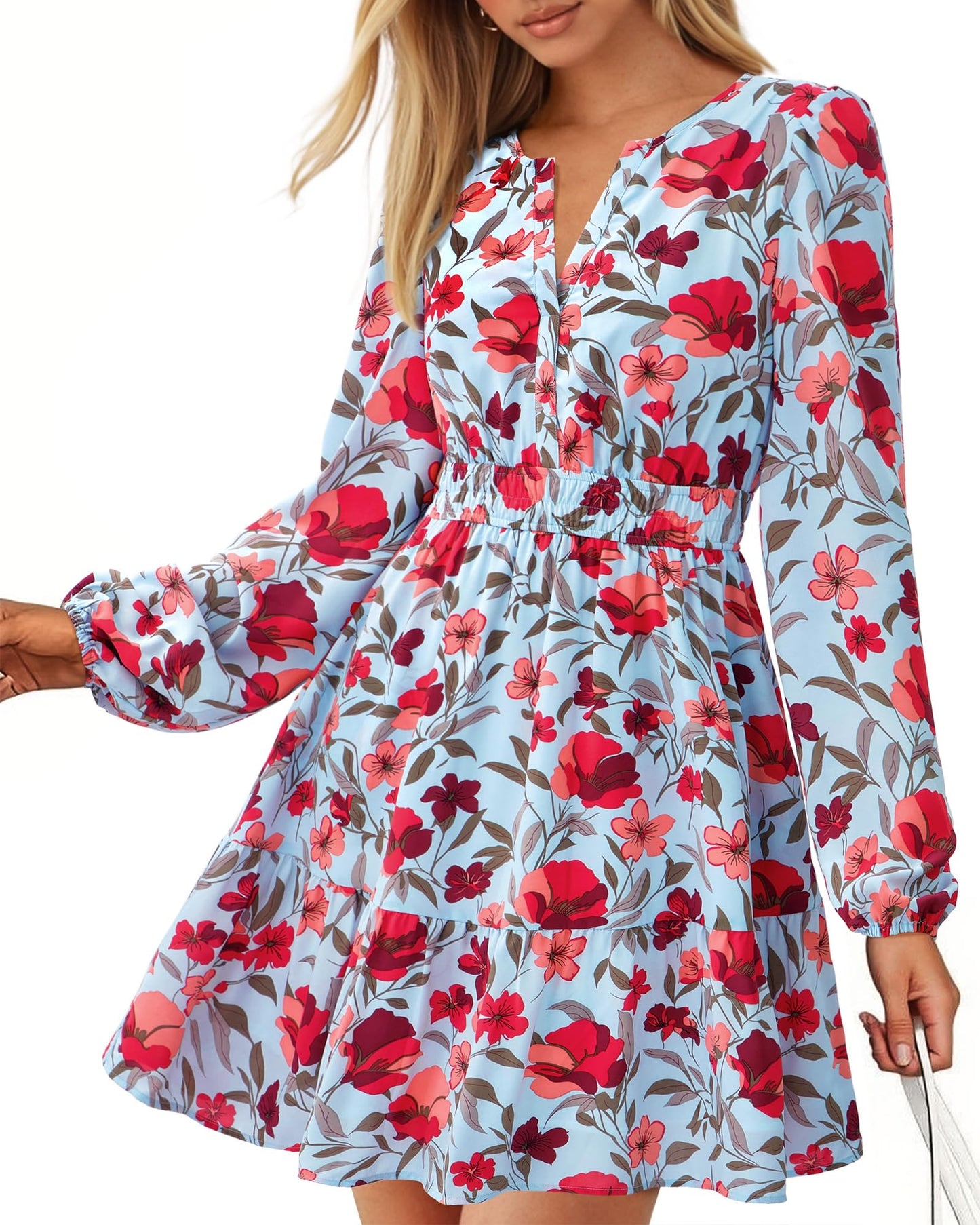 BTFBM Women’s Floral Long Sleeve Mini Dress