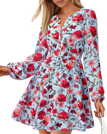 BTFBM Women’s Floral Long Sleeve Mini Dress