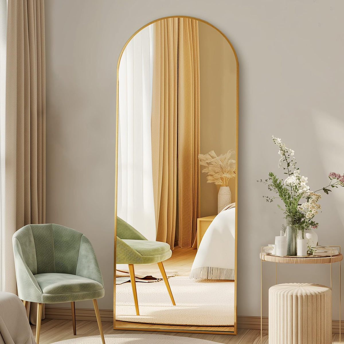 DUMOS 59"x16" Arched Full Length Mirror with Stand