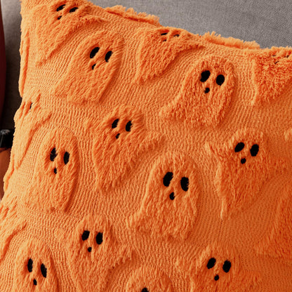 MIULEE Cute Ghost Halloween Pillow Covers 20x20 Inch Set of 2 White | Soft Plush Faux Fur Throw Pillows Spooky Fall Decorative Cushion Covers for Couch Sofa Bed Porch Living Room