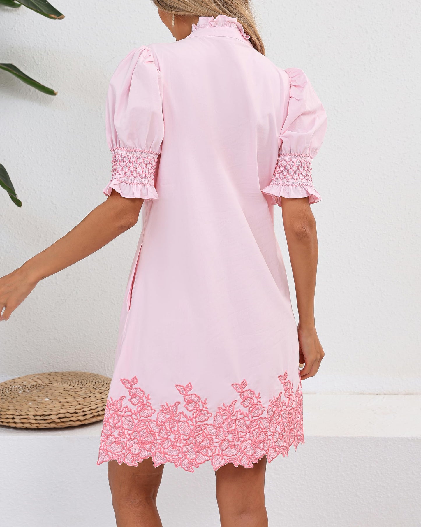 YEXPINE Women's Summer Embroidered Mini Dress