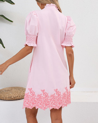 YEXPINE Women's Summer Embroidered Mini Dress